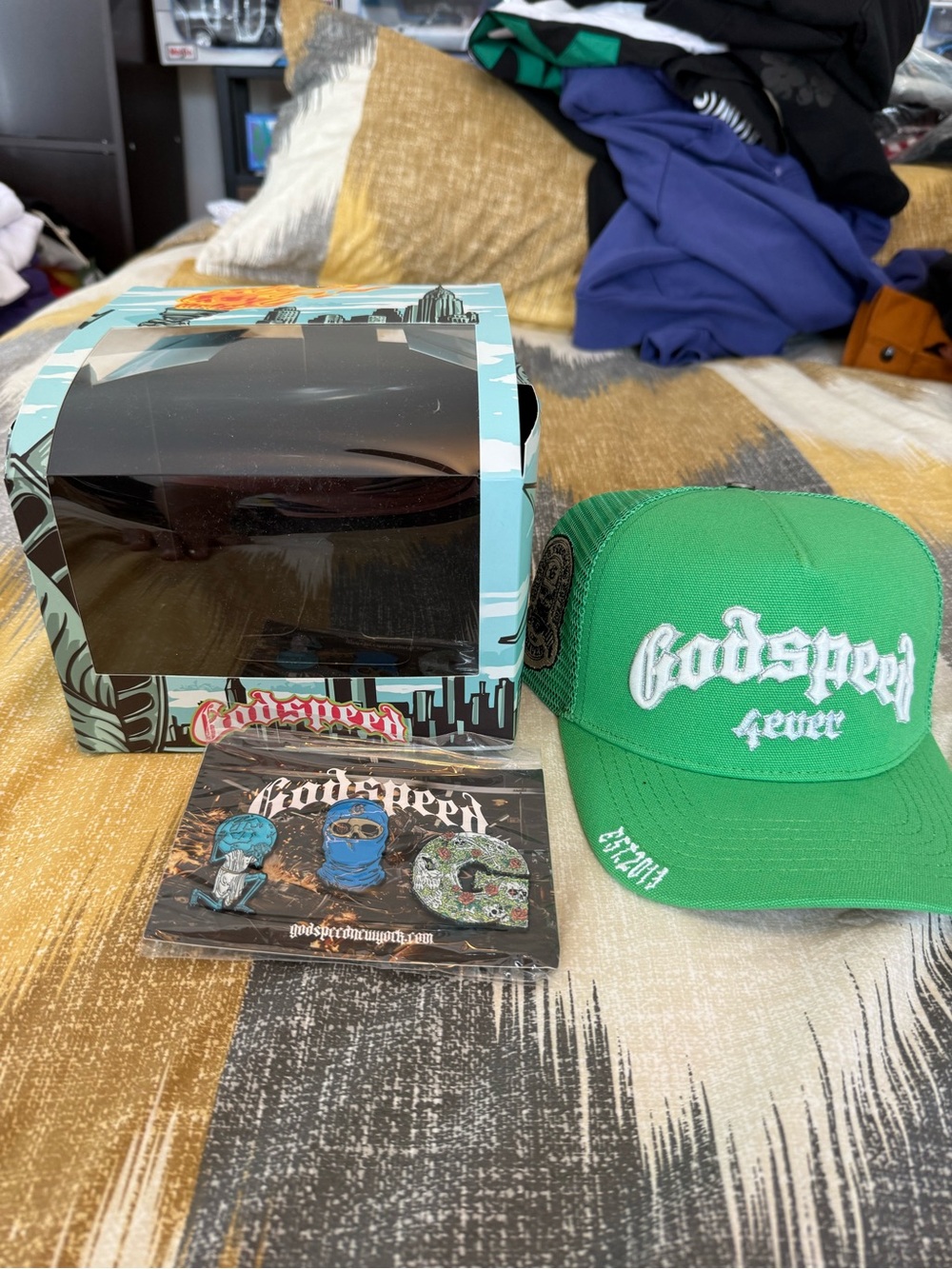 Godspeed 4ever Green Embroidered Trucker Captain